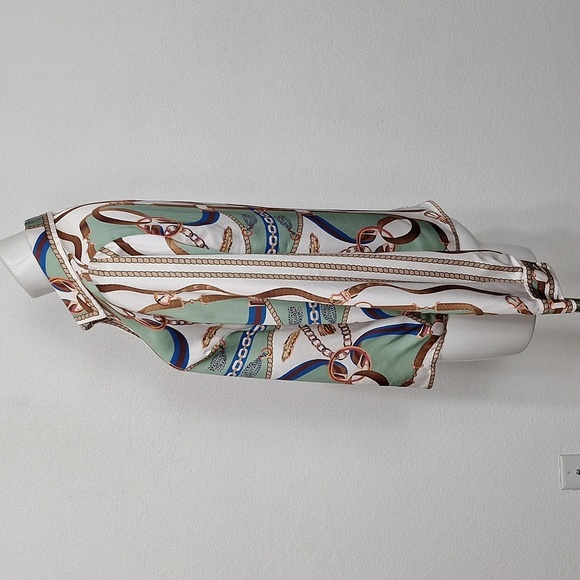 Her Bottari Sage Green Multicolor Western Chain Rope Button Down Blouse Size M - Picture 9 of 12